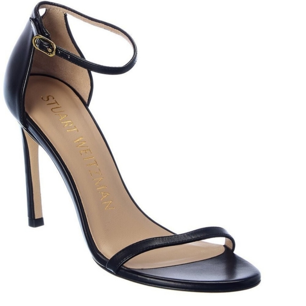 Stuart Weitzman Nudistsong High Heel Stiletto Black Calf Leather Size 8